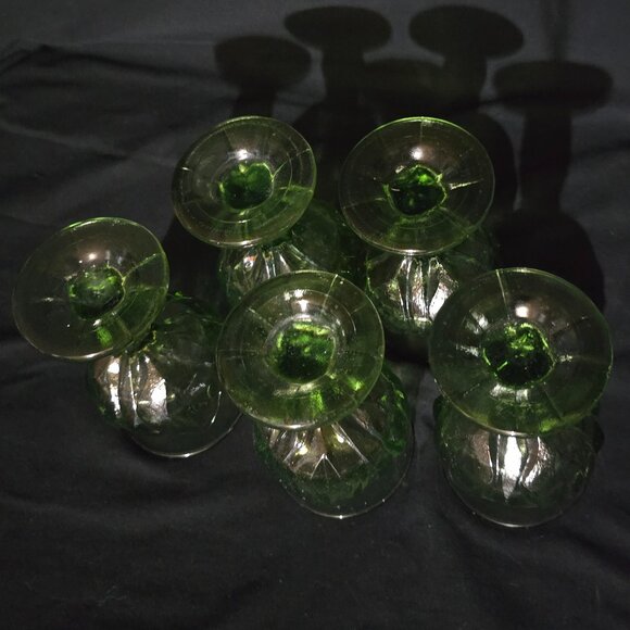 Vtg 1970's USA Franciscan Cabaret Green Glassware Water Goblet 6" (x5) - Picture 6 of 7